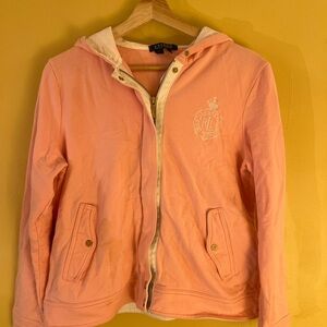 Lauren Ralph Lauren Black Label Full Zip Sports Hoodie Waffle Lining Sz L
